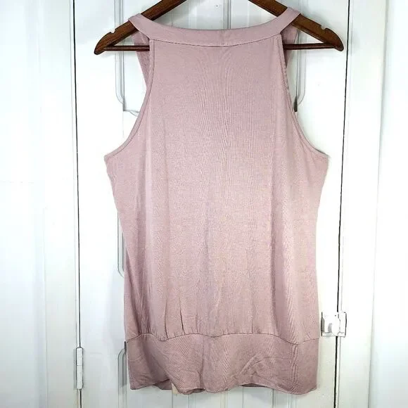 Cable & Gauge Pink Beaded Scoop Neck Tank Top Crystal Collar Sz M - Picture 7 of 14